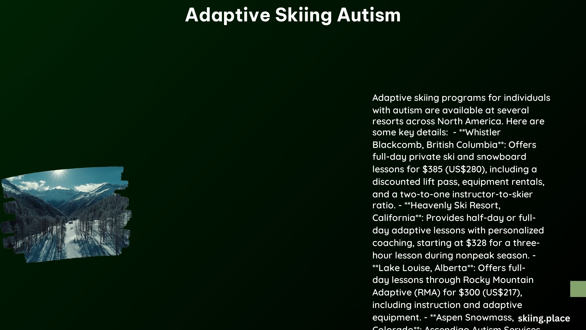 Adaptive Skiing Autism