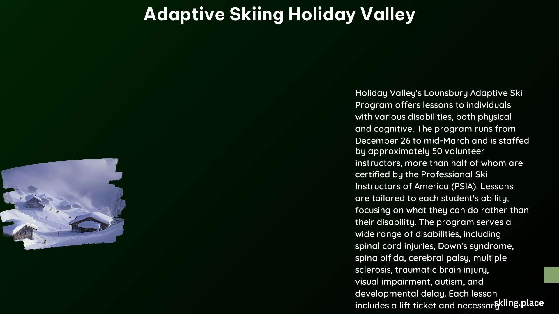 Adaptive Skiing Holiday Valley