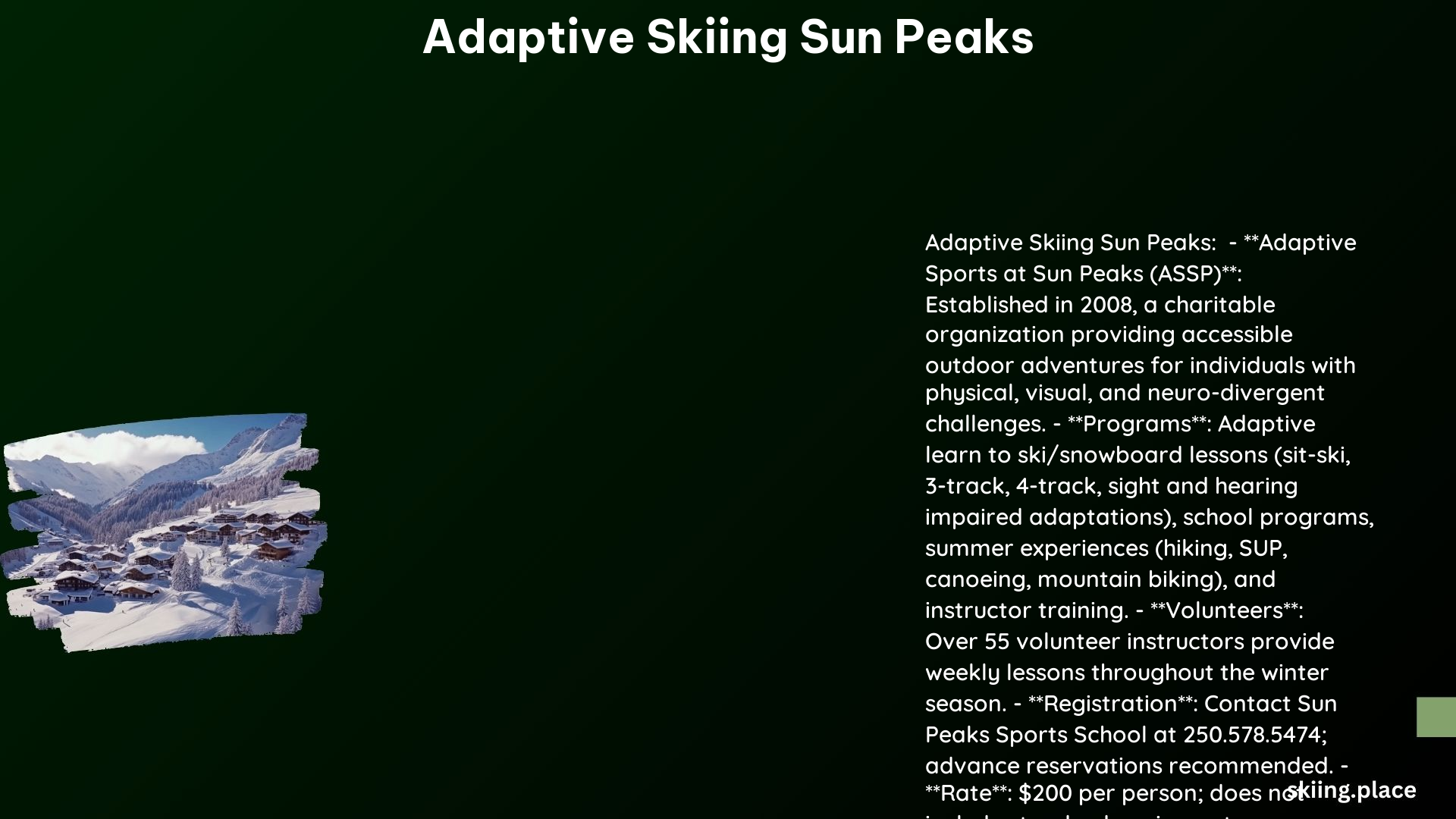 Adaptive Skiing Sun Peaks