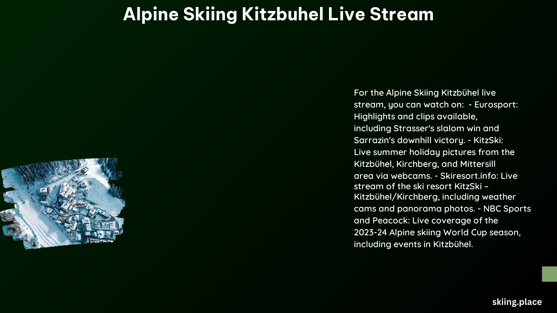 Alpine Skiing Kitzbuhel Live Stream