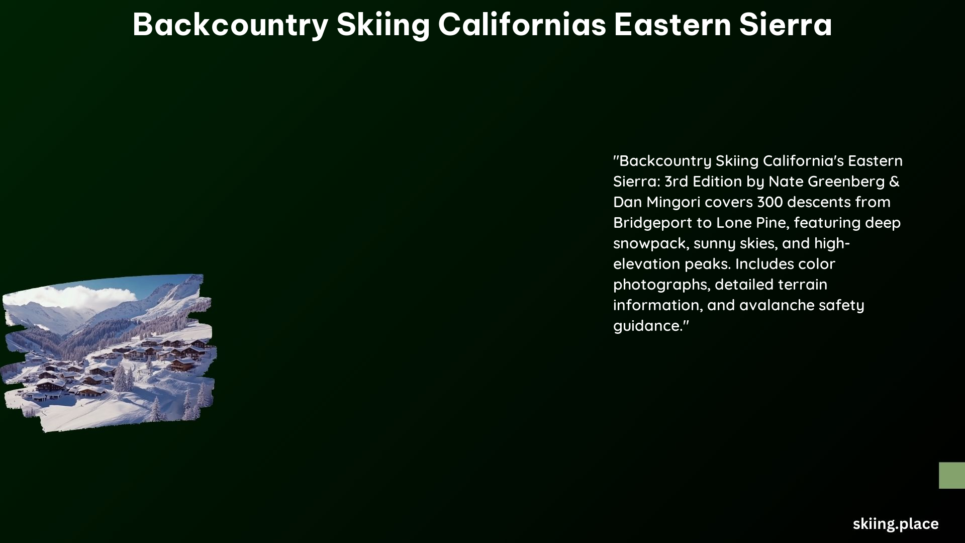 Backcountry Skiing Californias Eastern Sierra