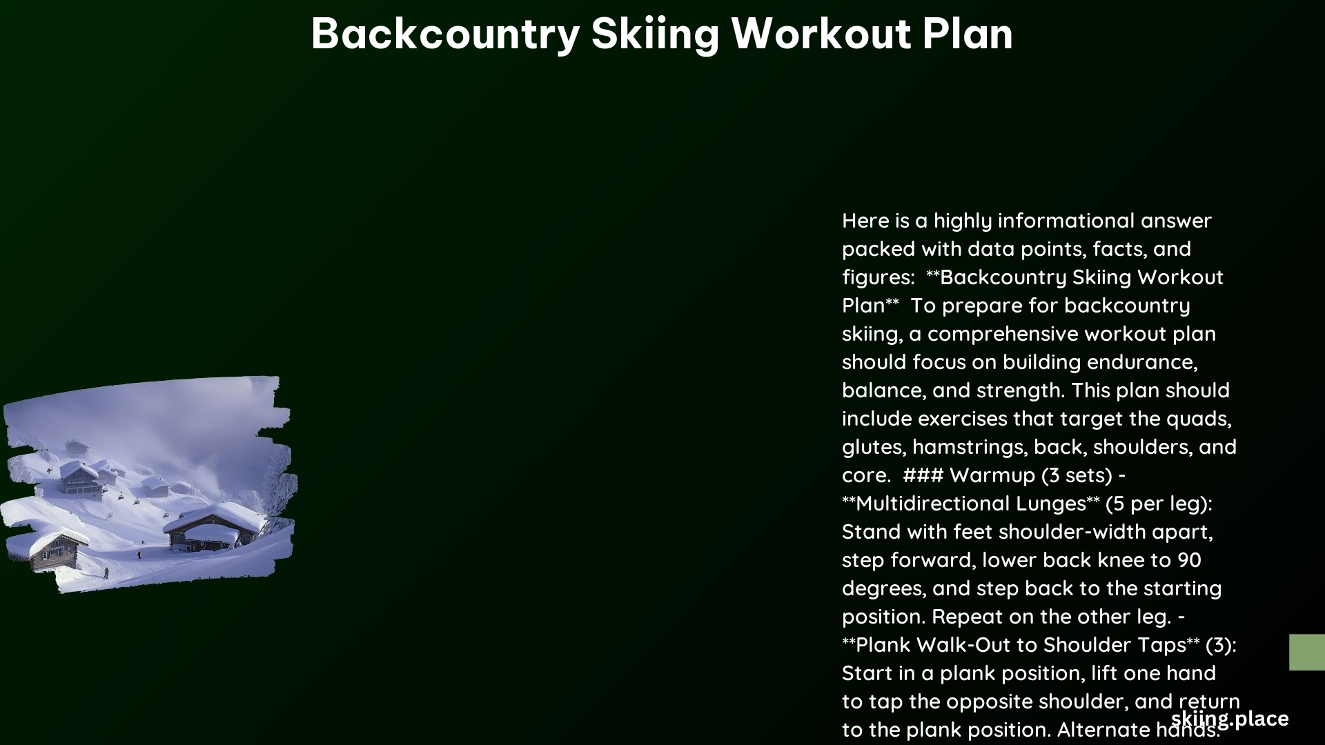 Backcountry Skiing Workout Plan