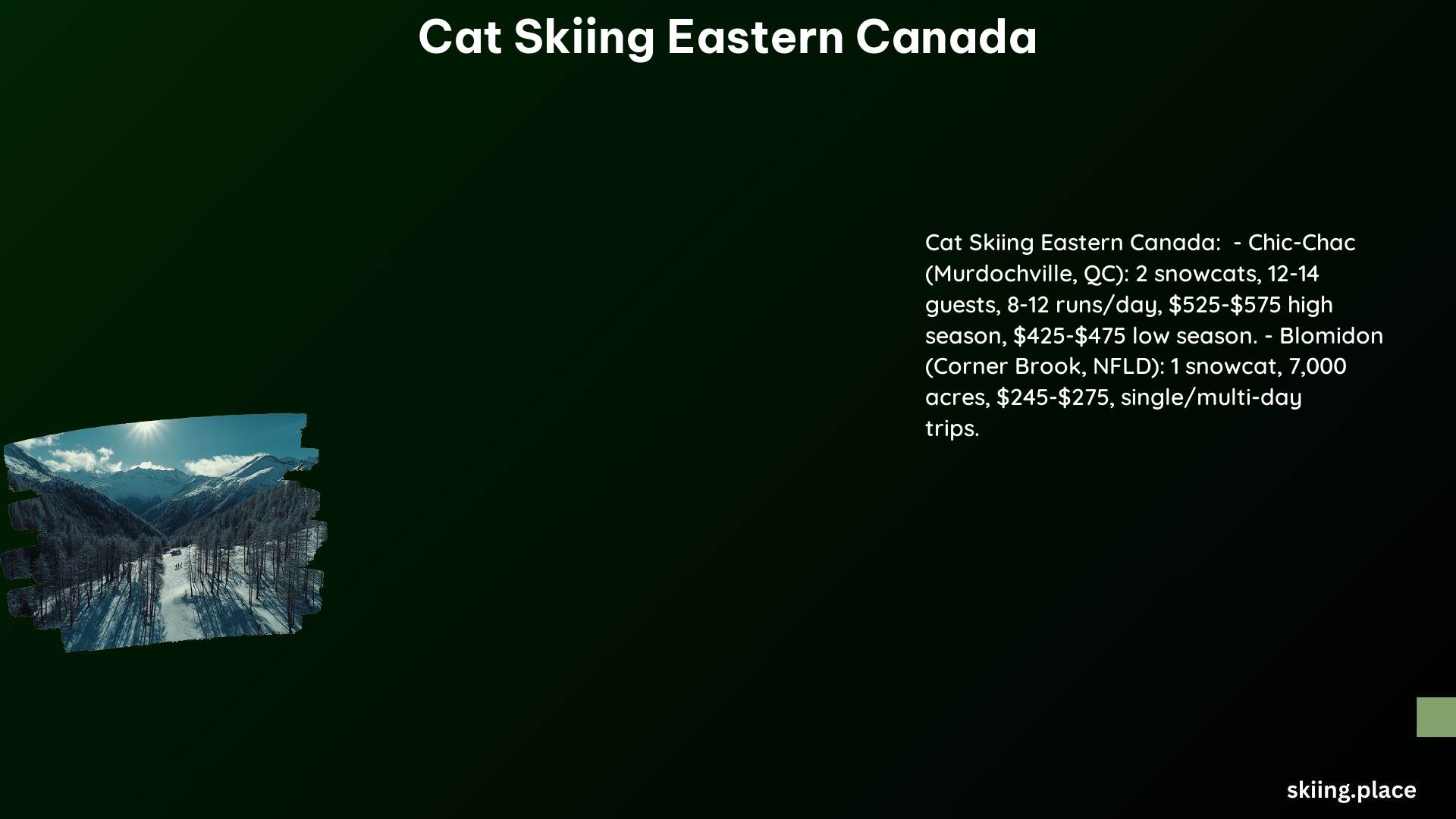 Cat Skiing Eastern Canada