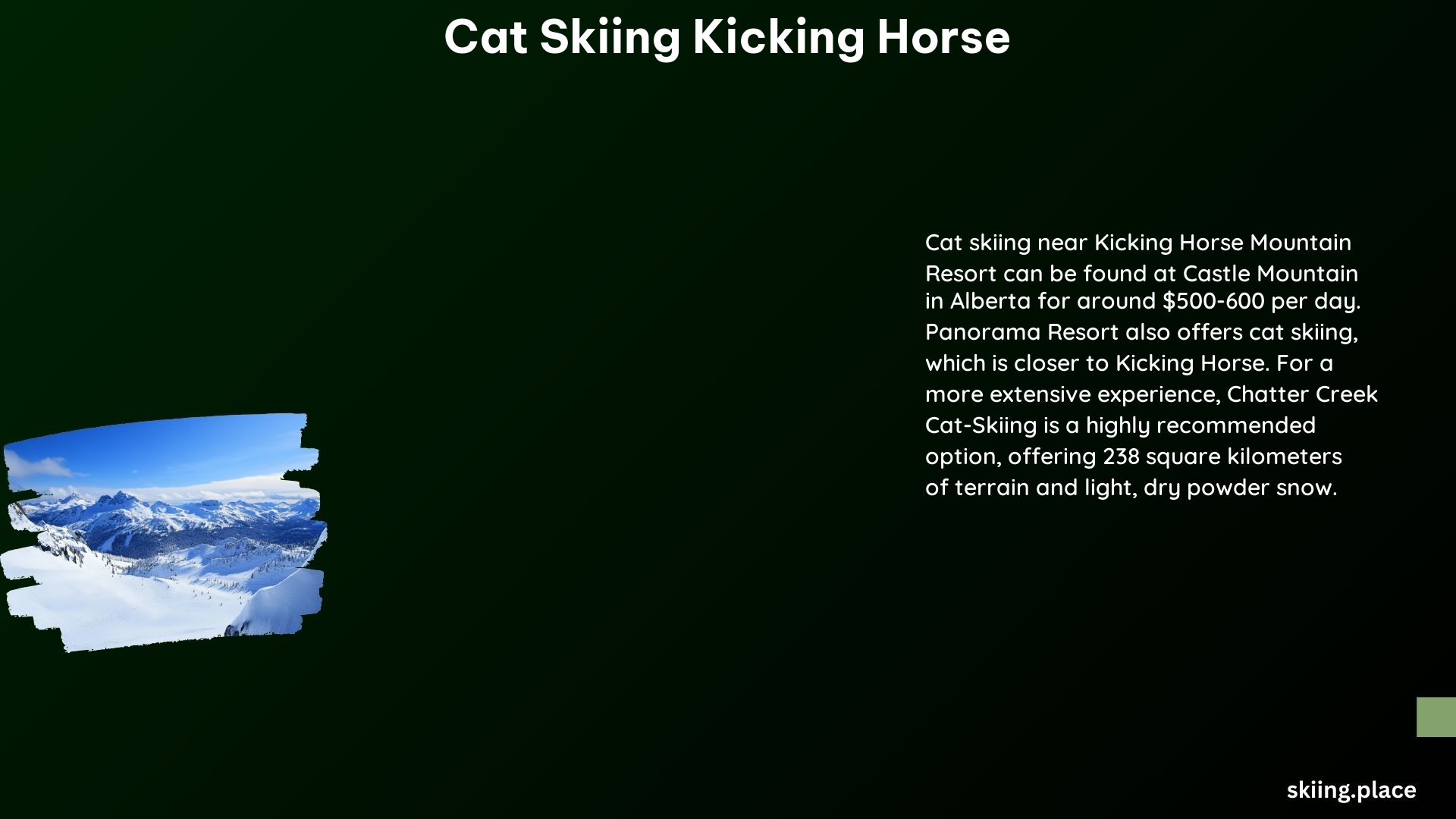 Cat Skiing Kicking Horse