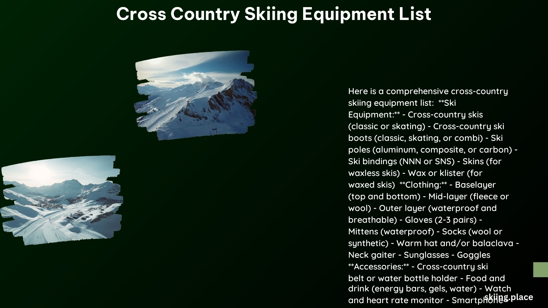 Cross Country Skiing Equipment List