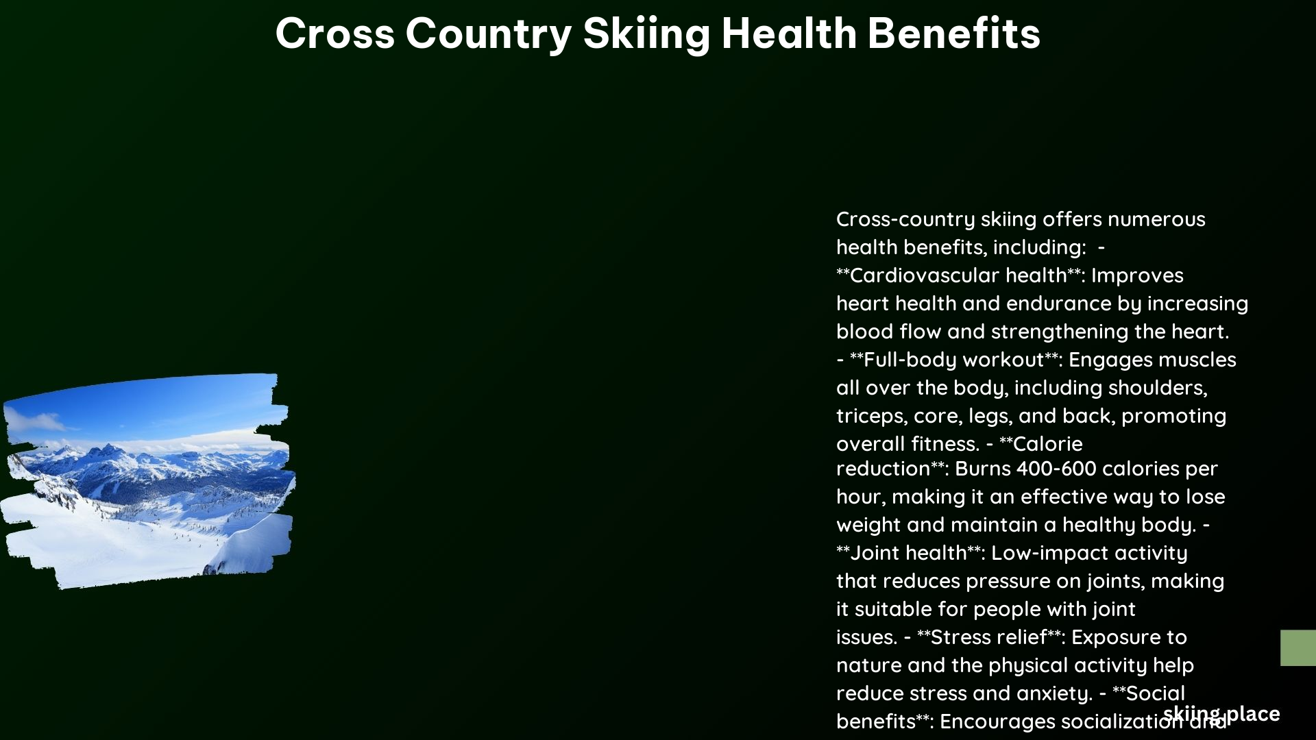 Cross Country Skiing Health Benefits