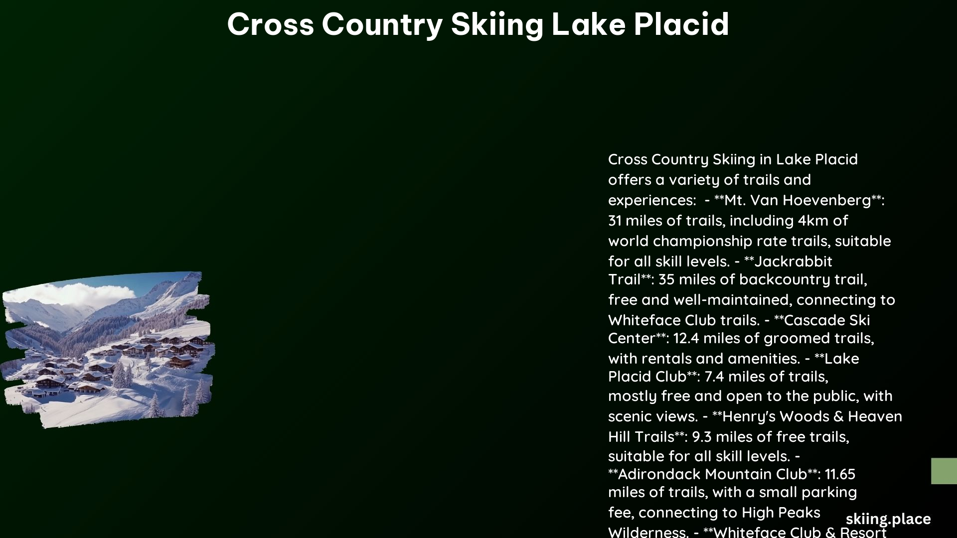 Cross Country Skiing Lake Placid