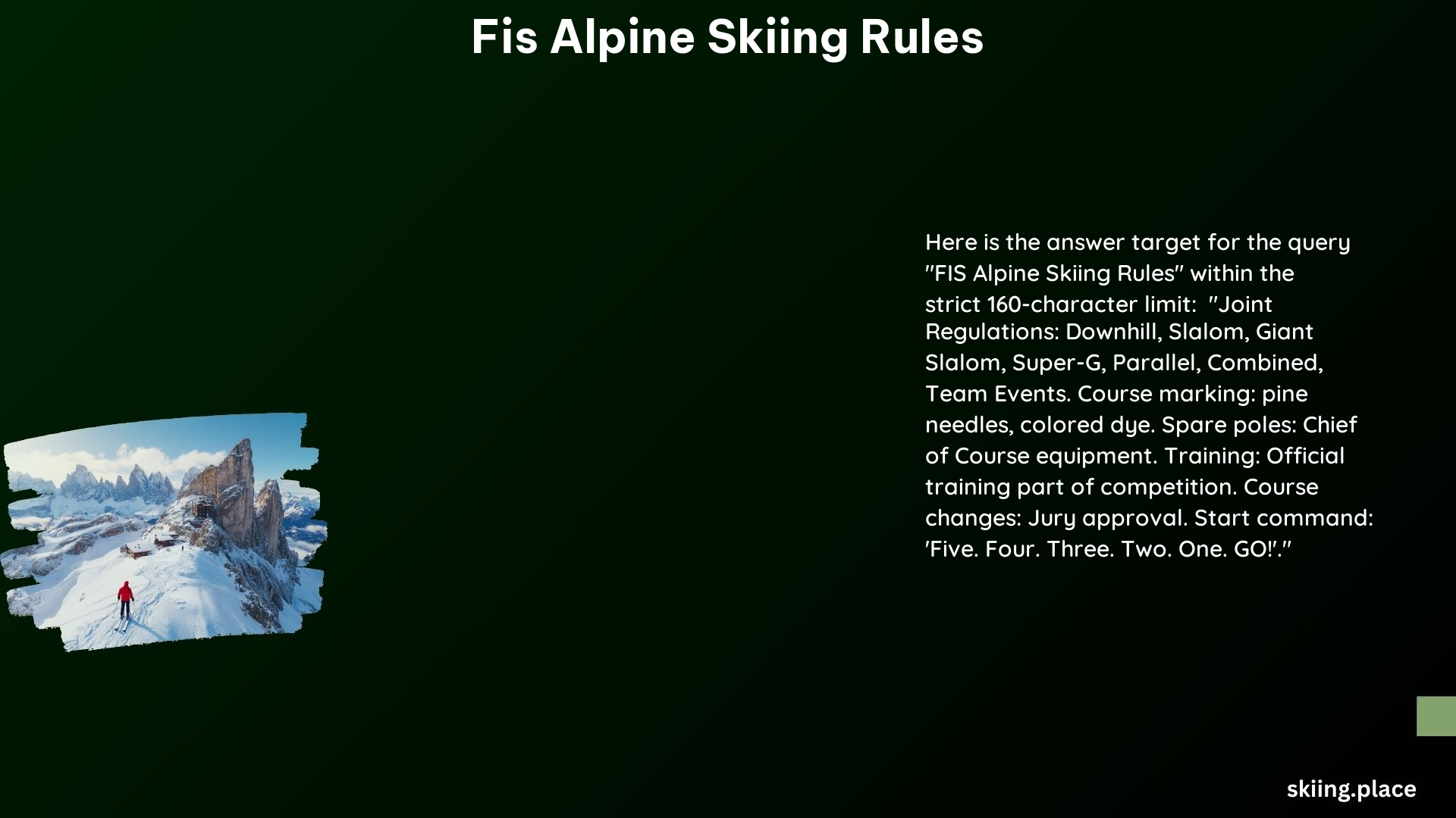 FIS Alpine Skiing Rules