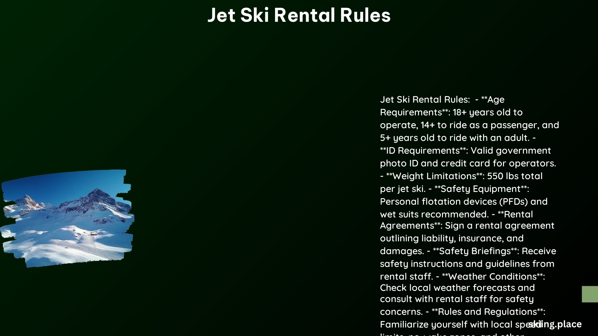 Jet Ski Rental Rules