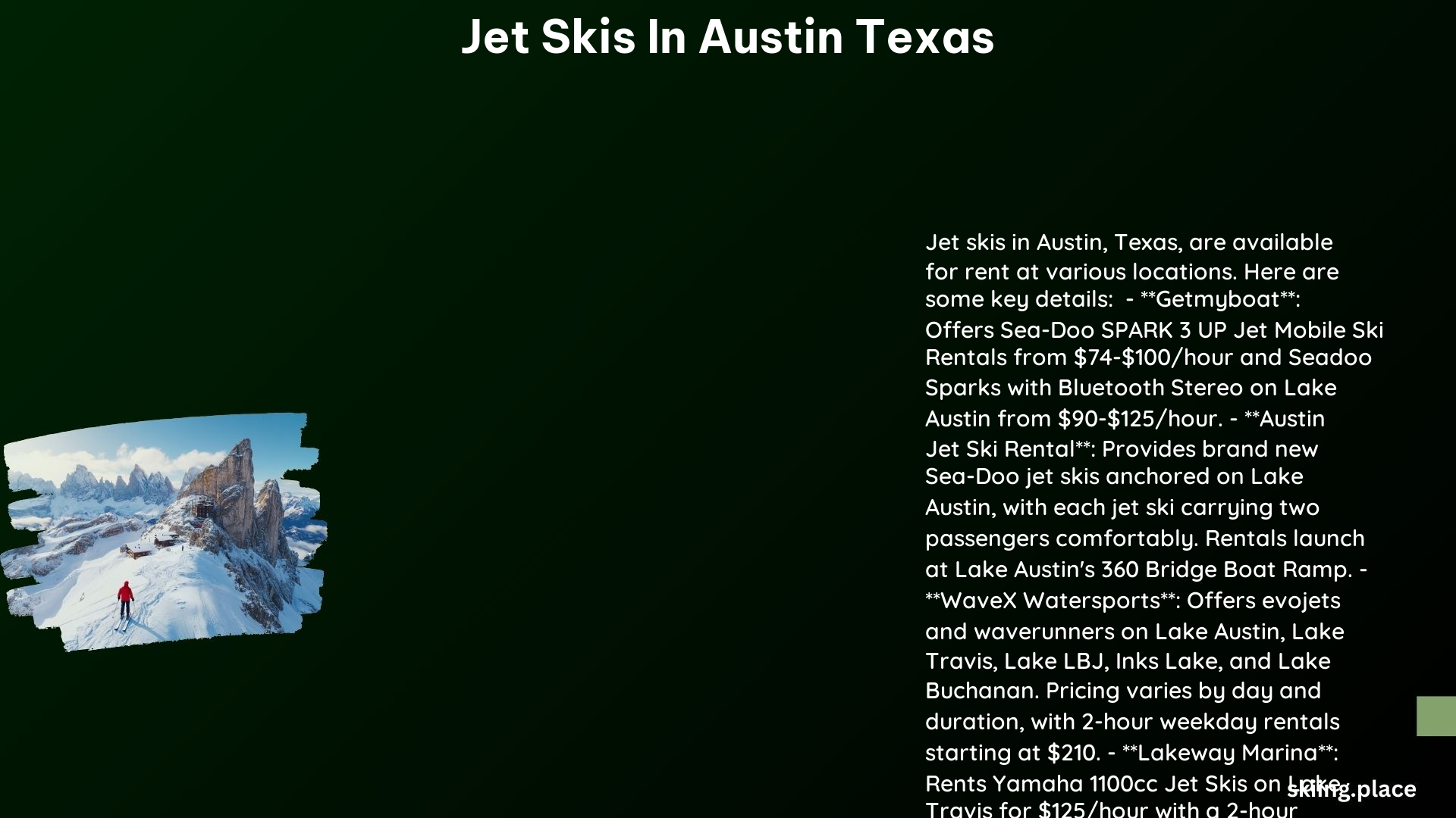 Jet Skis in Austin Texas