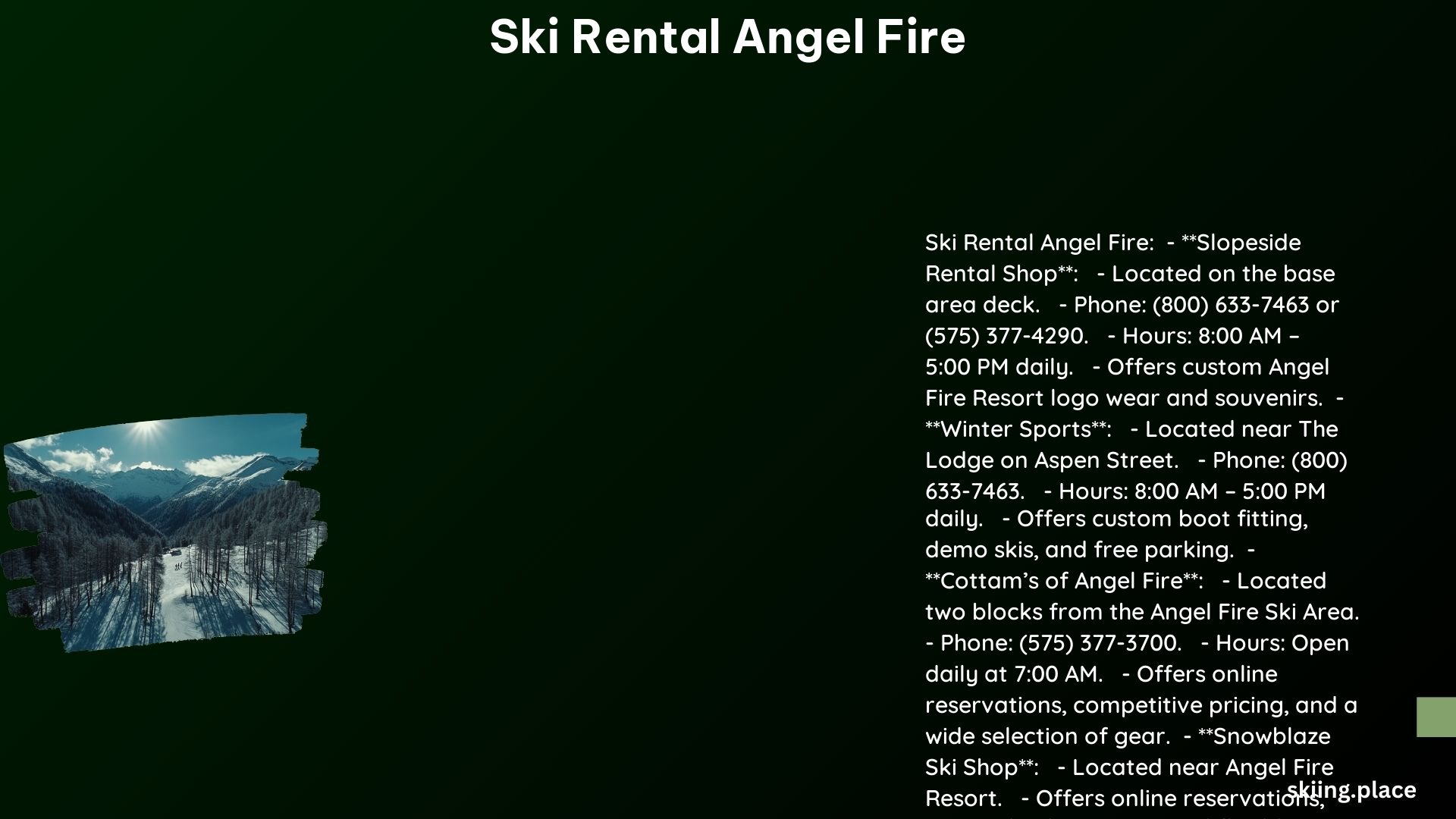 Ski Rental Angel Fire