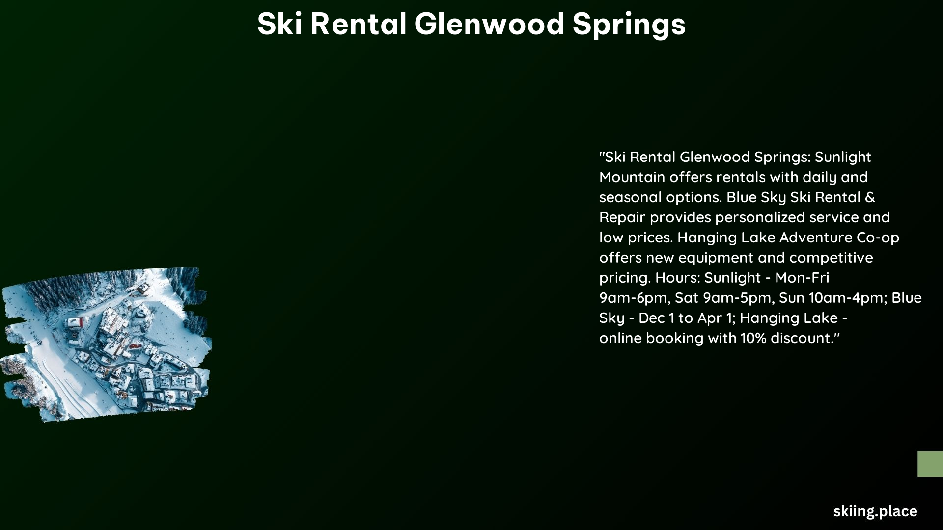 Ski Rental Glenwood Springs