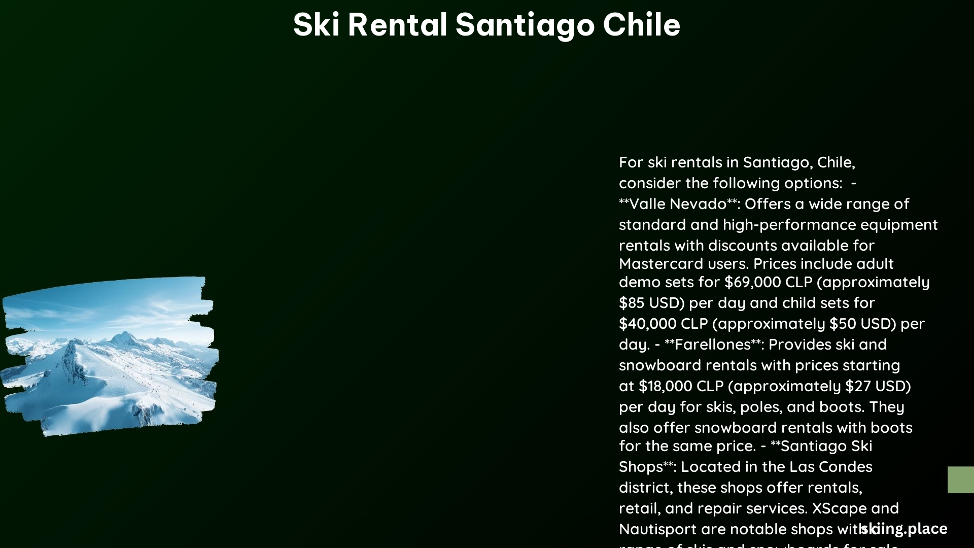 Ski Rental Santiago Chile