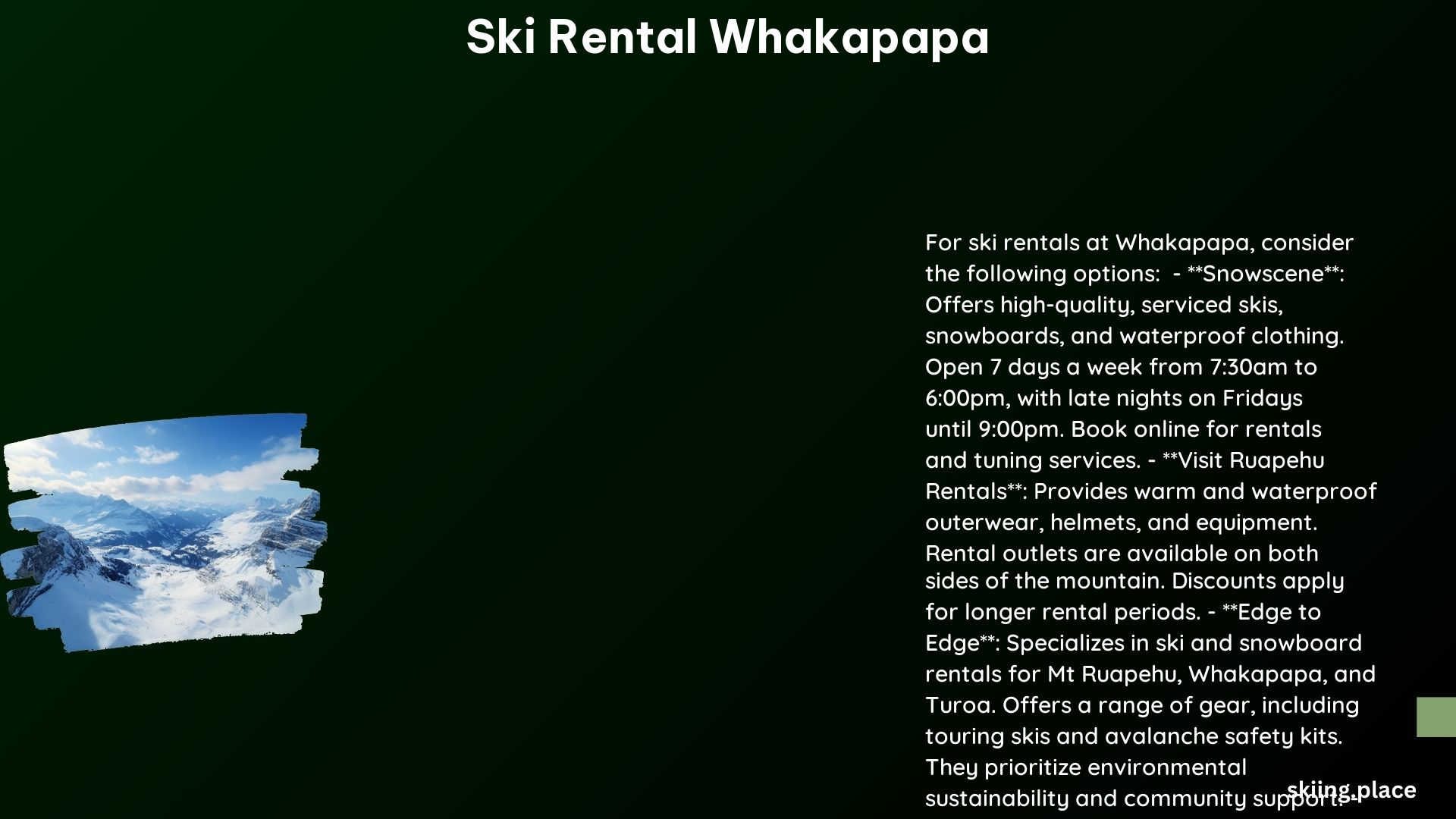 Ski Rental Whakapapa