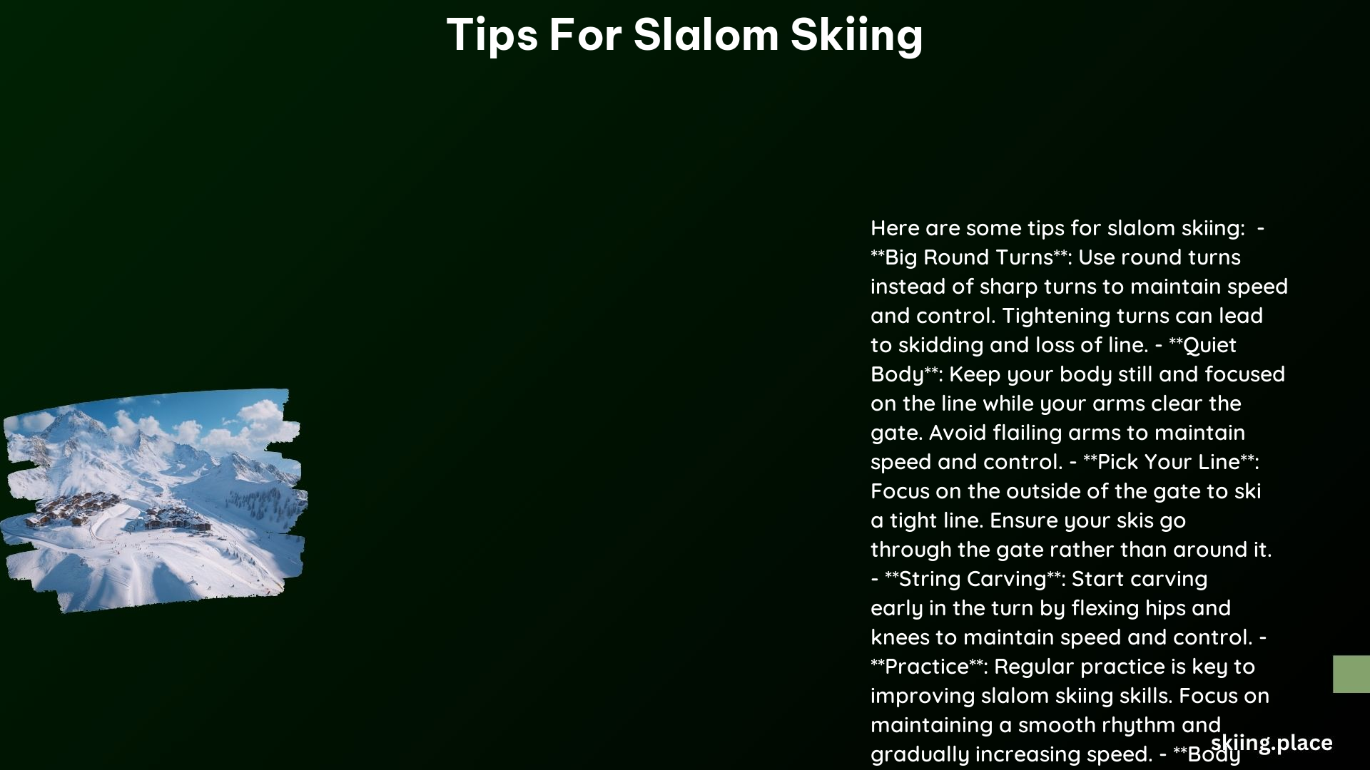 Tips for Slalom Skiing