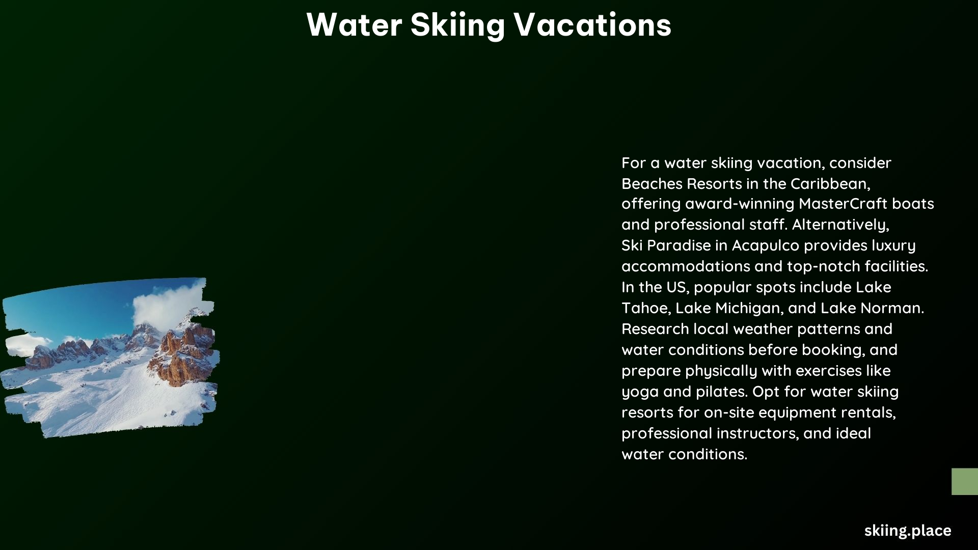 Water Skiing Vacations