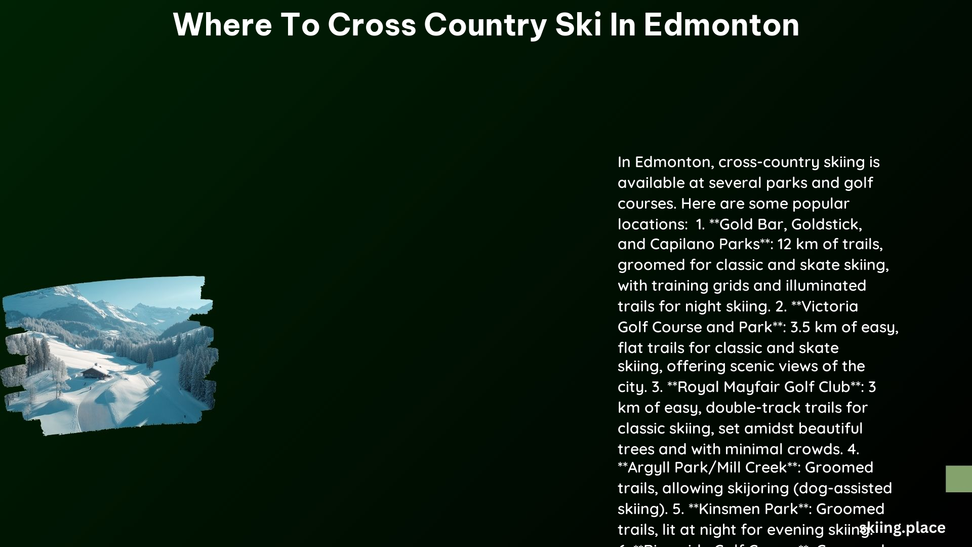 Where to Cross Country Ski in Edmonton