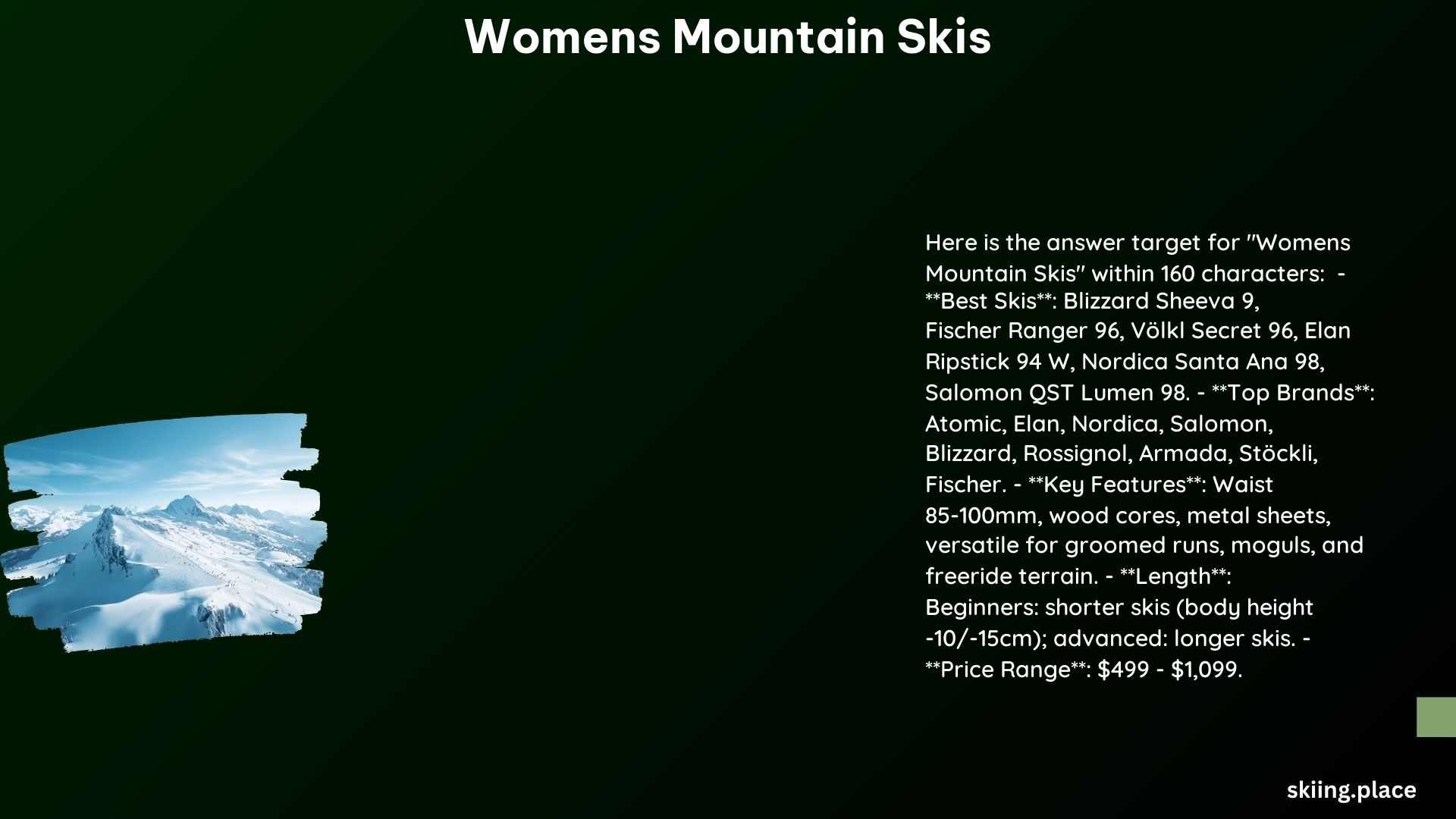 Womens Mountain Skis